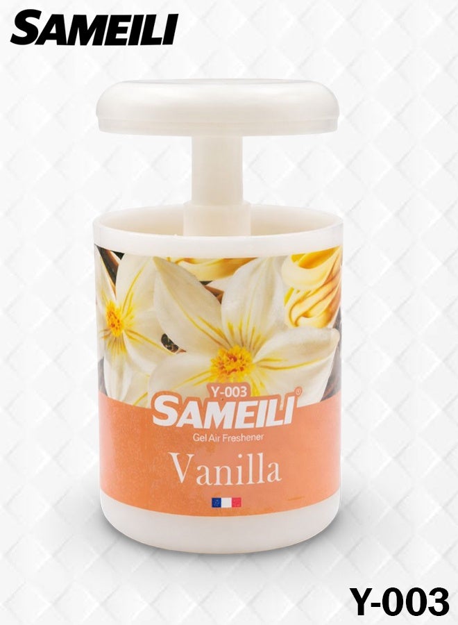 ساميلي معطر جو جل برائحة الفانيليا Y-003 للسيارة، حامل أكواب لوحة القيادة، المنزل، المكتب، غرفة النوم. عطر جل صلب، شدة رائحة قابلة للتعديل، يدوم طويلاً، يزيل الروائح الكريهة. مناسب للسيارات، غرف المعيشة، أماكن العمل، والأماكن العامة. آلية سحب، غير قابل للانسكاب، للاستخدام الداخلي. - Image 1